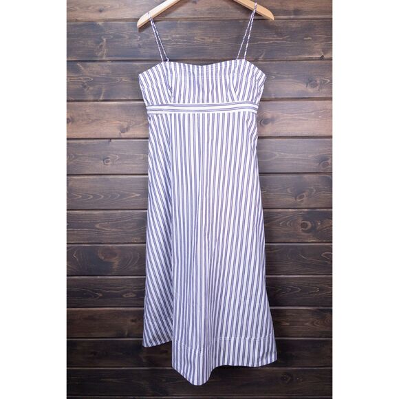 J. Crew Dresses & Skirts - J.Crew Empire Waist Dress Striped Cotton Poplin Midi 12P Large MSRP $168